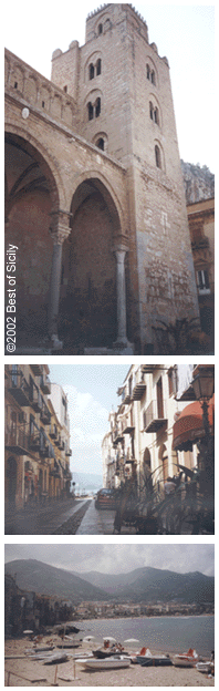 Views of the cathedral, streets and beach.