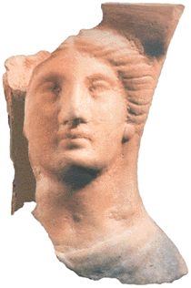 Phoenician terra cotta bust, circa 400 BC.