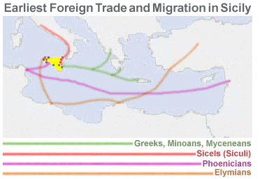 Arrival points of early Sicilian immigration.