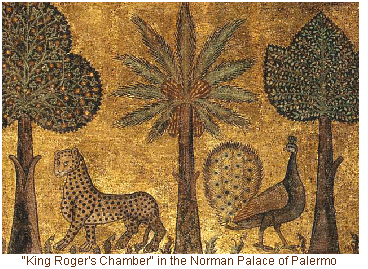 Byzantine style wall mosaic in the Roger Chamber of Palermo's Royal Palace.