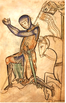 Crusading knight in medieval 
manuscript.