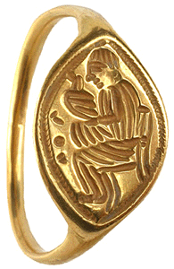 Phoenician signet ring in gold.