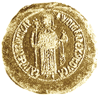Coin issued during William's reign showing his image.