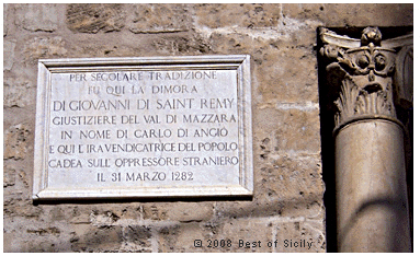 Inscription at the residence of John of Saint Remy, Palermo.