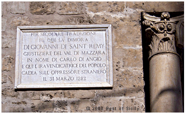 Inscription at the residence of John of Saint Remy, Palermo. Inscription at the residence of John of Saint Remy, Palermo.