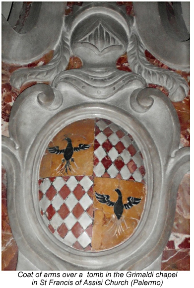 Grimaldi arms in St Francis Church, Palermo.
