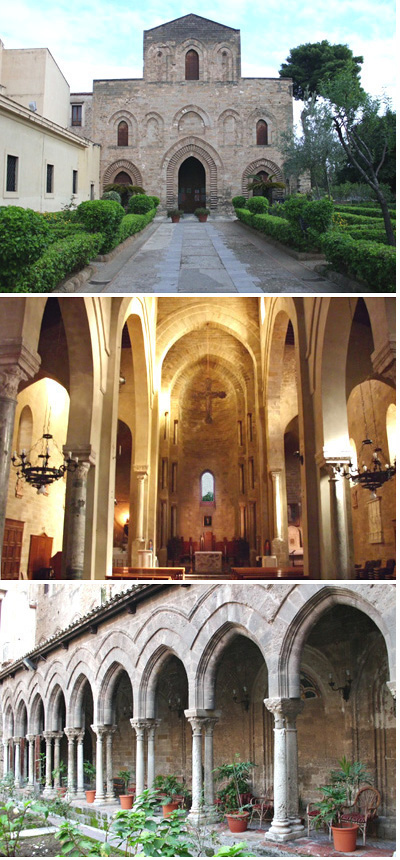 The facade, the nave and apse, the cloister.