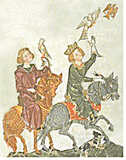 Frederick II depicted in his book on falconry.