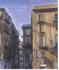 Detail of 'Strade di Palermo' (Streets of Palermo), oil on canvas, 2000.