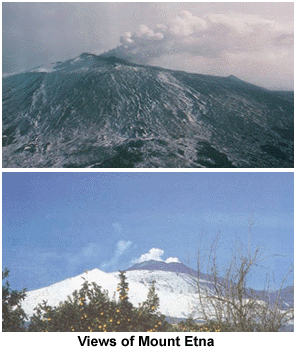 Views of Mount Etna.