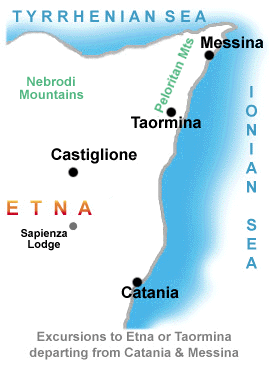 Getting around northeastern 
Sicily. Excursions from Messina and Catania.